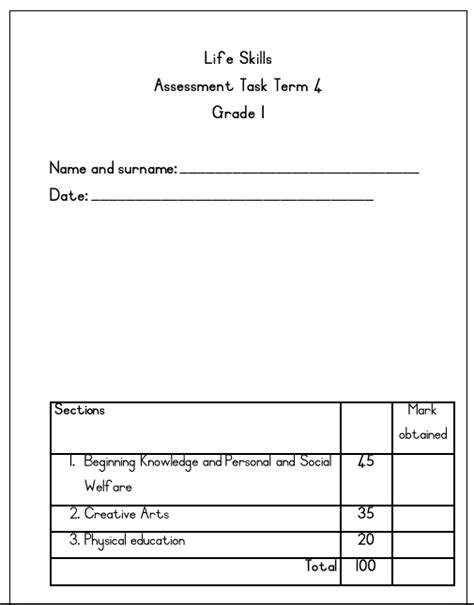 Grade 1 Life Skills TERM 4 2017 Juffrou 911