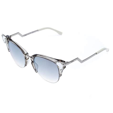 Fendi Silver Tone Grey Gradient Ff 0041s Iridia Cat Eye Sunglasses For Sale At 1stdibs