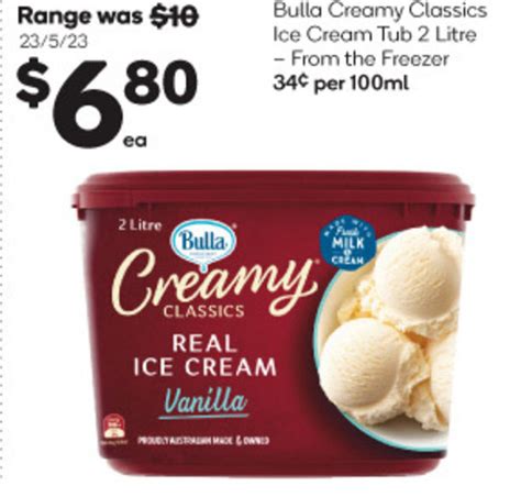 Bulla Creamy Classics Ice Cream Tub Litre Offer At Woolworths