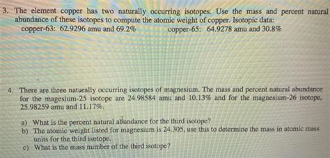 Solved The Element Copper Has Two Naturally Occurring Chegg