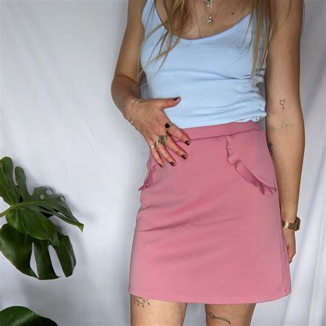 Miss Selfridge Pink Scuba Frilly Mini Skirt Size 8 Depop