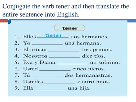 Correct Form Of The Verb Tener Uno