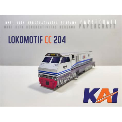 Jual 3D Papercraft Kereta Api Indonesia Lokomotif CC 204 Pola Kertas