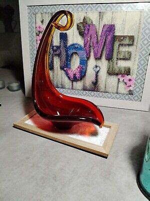 Viartec Murano Style Selenium Red And Orange Spanish Glass Sculpture Ebay