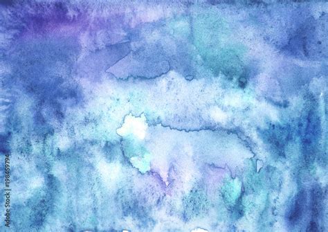 Watercolor Blue Background Blot Blob Splash Of Blue Purple Paint On