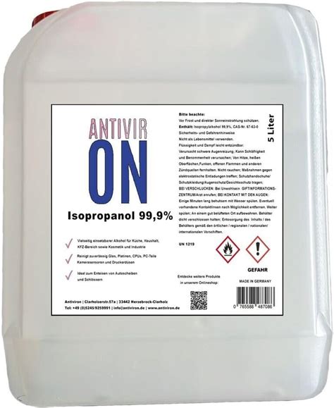 5L Isopropanol Isopropylalkohol 99 9 IPA 2 Propanol Entfetter