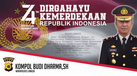 Dirgahayu Ri Ke Wakapolres Langsa Kompol Budi Dharma Sh Youtube