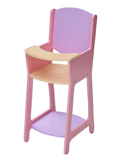 Chaise haute en bois de poupée poupon de 40 cm jouet enfant rose violet