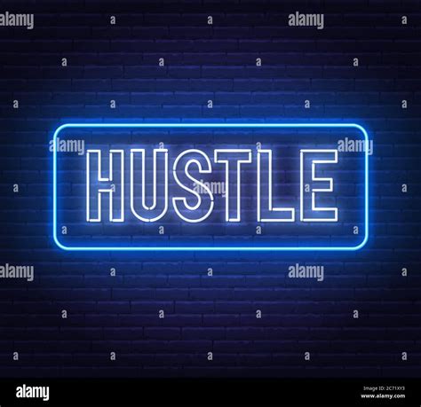 Hustle Neon Text On Brick Wall Background Stock Vector Image Art Alamy