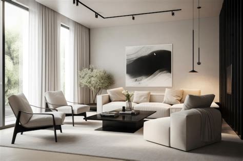 Premium AI Image Modern Living Room With Neutral Color Scheme And