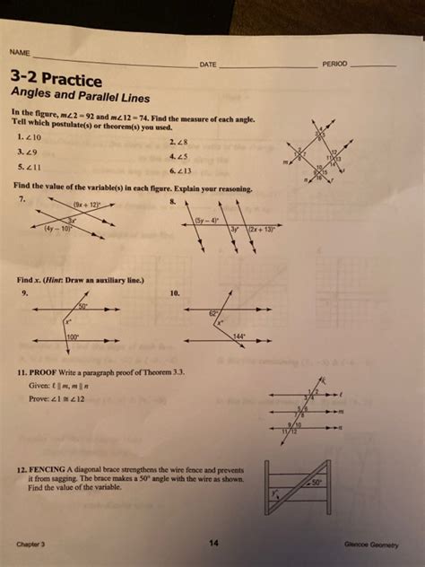 Solved Name Date Period Practice Angles And Parallel Chegg