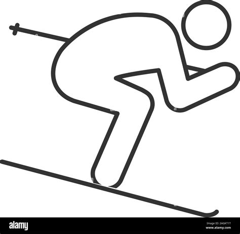 Skier Linear Icon Thin Line Illustration Skiing Person Contour