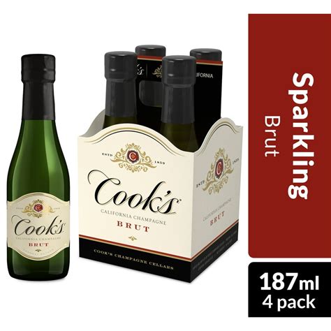 Cooks California Champagne Brut White Sparkling Wine 4 Pk 187 Ml Mini