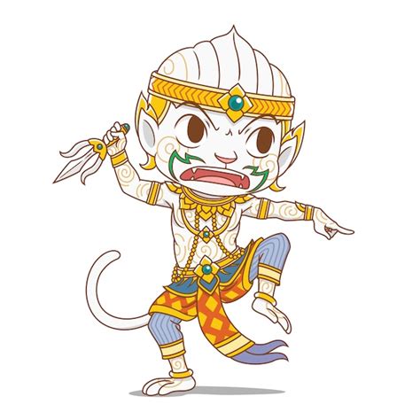 Premium Vector Cartoon Character Of Hanuman King Monkey Character In