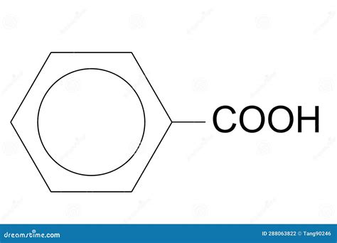 Chemical Illustration Of Benzoic Acid Molecule Structure Stock