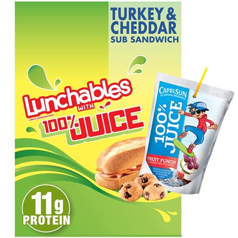 Lunchables Turkey & Cheddar Cheese Sub Sandwich Meal Kit with Capri Sun ...