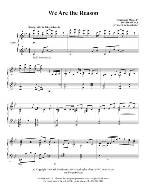 We Are The Reason Sheet Music PDF (Ken Barker) - PraiseCharts