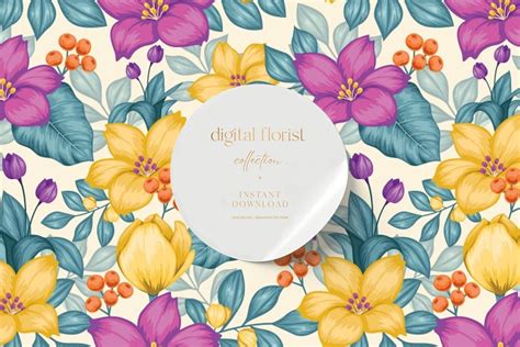 Floral Pattern, Floral Digital Paper Graphic by Digital Florist ...