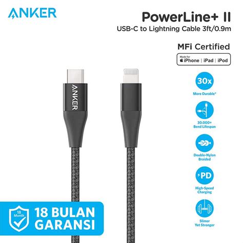 Jual Anker PowerLine +II USB-C Cable with Lightning Connector