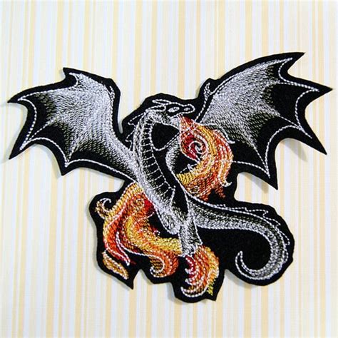 Red Dragon Baroque Iron On Embroidery Patch Mtcoffinz Choose Etsy