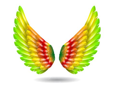 Ailes Dange Arc En Ciel Réalistes Illustration 3d Isolée Photo Premium