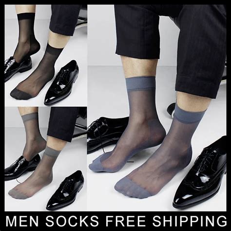 High Quality New Men S Sheer Silk Socks Transparent Sexy Gay Sock