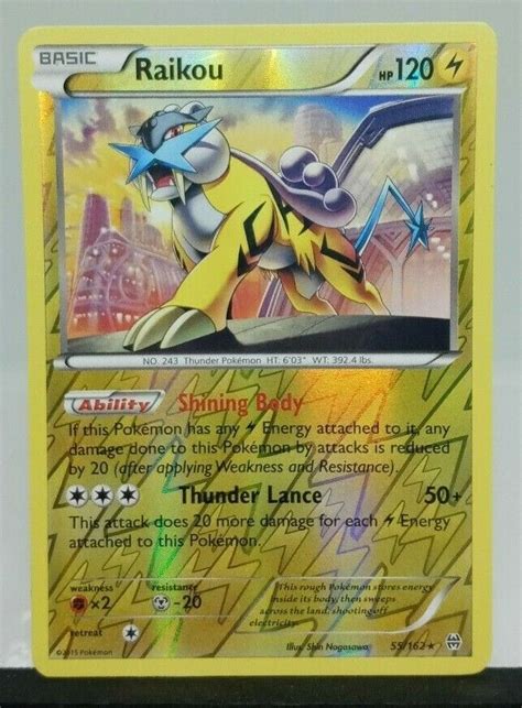 Raikou 55 162 Reverse Holo Super Rare NM Pokemon XY Breakthrough FREE