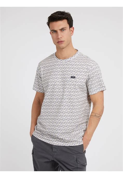 Guess Ss Cn G Cube Tee T Shirt Imprimé Mehrfarbig Weiß Blanc