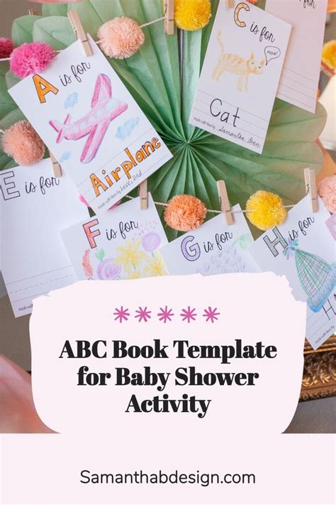 Free Printable ABC Book Template For Baby Shower Activity Baby Shower