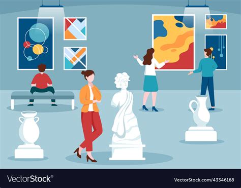 Art gallery museum cartoon with exhibition Vector Image