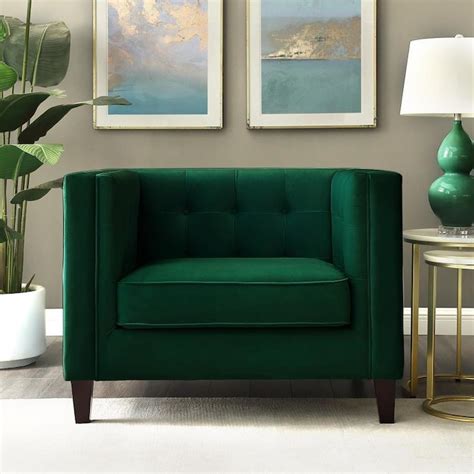 Inspired Home Miah Modern Green Velvet Club Chair in the Chairs department at Lowes.com