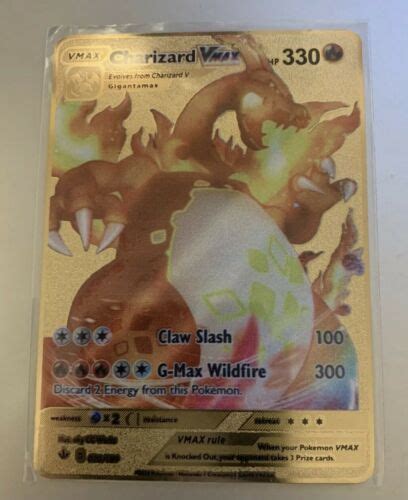 Charizard VMAX Darkness Ablaze Custom Textured Gold Metal Pokemon Card