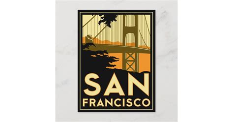 San Francisco Art Deco Travel Poster Postcard | Zazzle