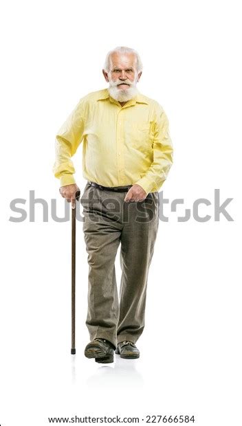 Old Active Bearded Man Walking Cane Stock Photo Shutterstock