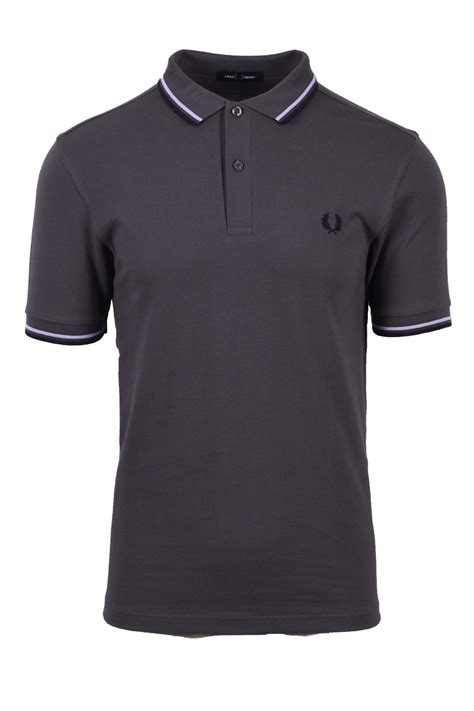 Fred Perry Twin Tipped Polo Shirt Gunmetallilacnavy M3600