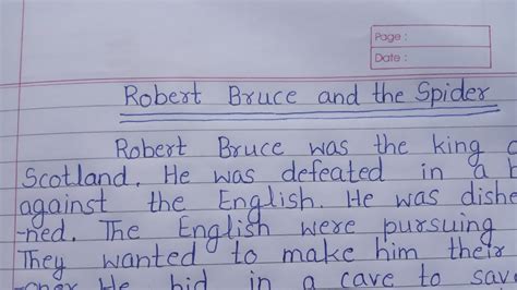 Story On Robert Bruce And The Spider In English Robert Bruce And The