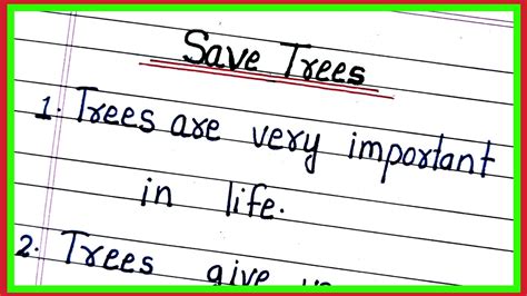 Essay On Save Trees In English 10 Lines On Save Trees In English Ped