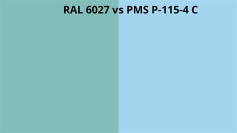 Ral 6027 Vs Pms P 115 4 C Ral Colour Chart Uk