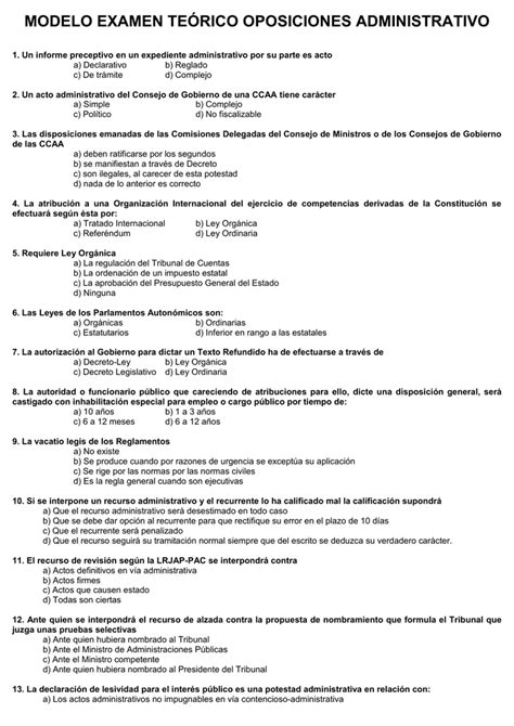 Modelo Examen TeÓrico Oposiciones Administrativo