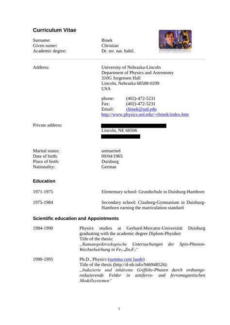 PDF Curriculum Vitae Department Of Physics And Astronomy Physics