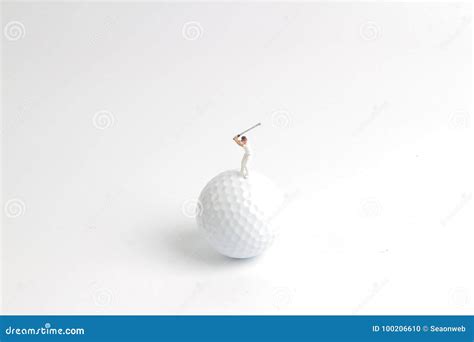 Mini Figure Play Golf On Big Golf Stock Photo Image Of Black Macro