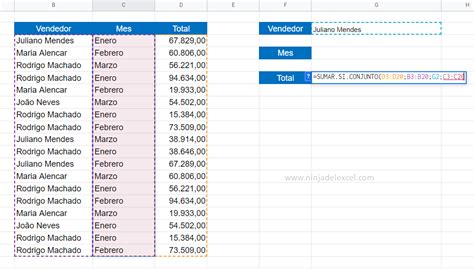 Funci N Sumar Si Conjunto En Google Sheets Ninja Del Excel