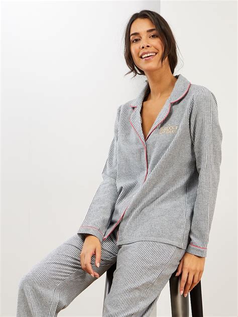 Pyjama Flanelle Marine Blanc Kiabi