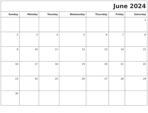 June 2024 Calendar Printable With Lines - Calendar 2024 Ireland Printable