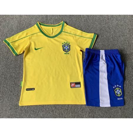 Camiseta y Pantalón Niños Brasil Primera Equipación Retro Clásica 1998