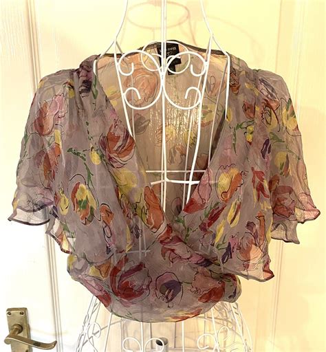 Rare Vintage Kate Moss Topshop Wrap Blouse Butterfl Gem