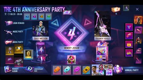 OVERVIEW OF ALL FF 4NNIVERSARY REWARDS Garena Free Fire 4th