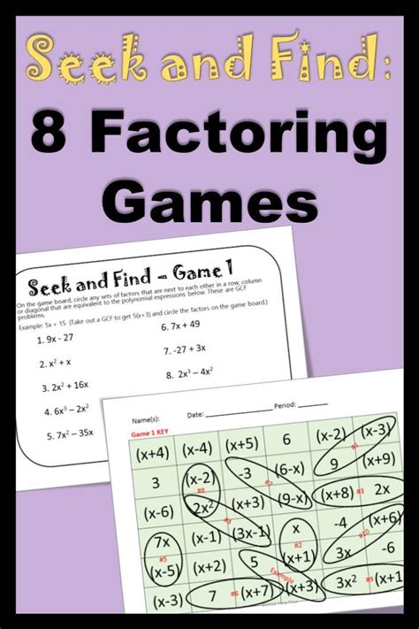 Factoring Trinomials Puzzle Worksheet