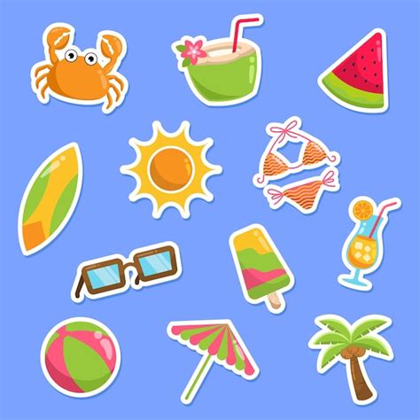 Premium Vector Summer Sticker Set