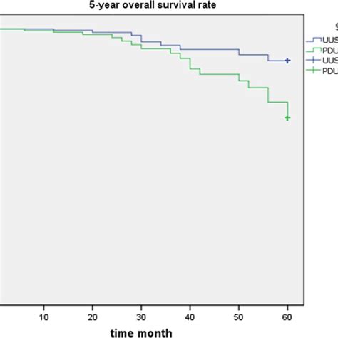 The Kaplanmeier Survival Curve Of The Uus And Pdus Groups Of Patients